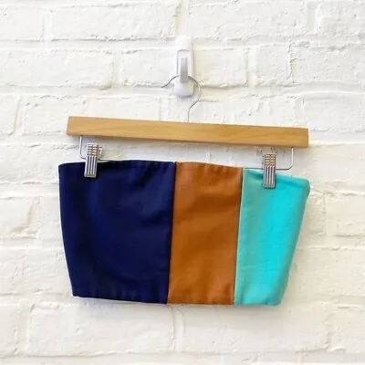 STAUD || Dakota Colorblock Tube Top Navy Caramel Teal Marine Small • $68.85