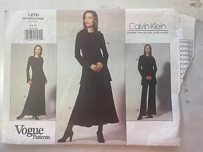 Vtg  Vogue Pattern 90’s COMPLETE 1270 Sz 6-10 Calvin Klein Dress Top Skirt Pants • $4.20