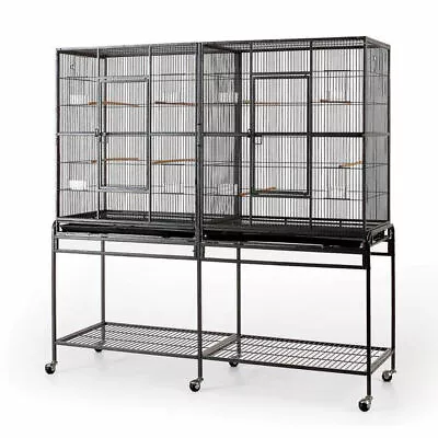 Double Flight Bird Cage W/ Divider For Canary Parakeet Cockatiel Lovebird Finch • $249