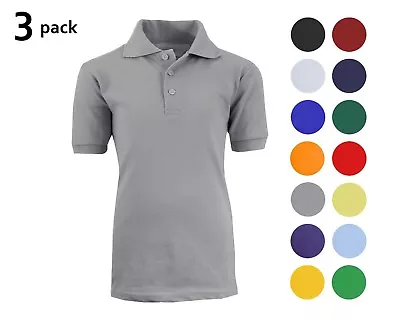 3 Pack School Uniform Polo For Boys Choose Shirts Color - Sizes 4-20 Many Colors • $22.97