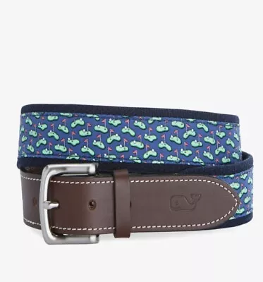 VINEYARD VINES Golf Greens Canvas And Leather Club Belt  Size 38 • $29.99