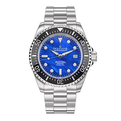 Oceaneva Men's Deep Marine Explorer 1250M Watch Automatic Swiss Movement Blue • $499