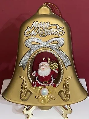 Vintage Santa Claus Merry Christmas Decoration Large 26cm High Wall Hanging Sign • $9.20