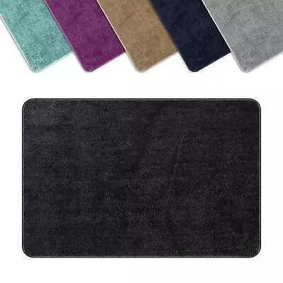 Grey Microfiber Bath Mat 60x90cm Soft Absorbent Non-Slip Mats • £12.41