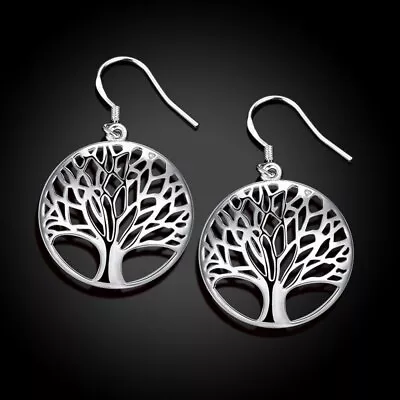 925 Sterling Silver Earrings For Women Jewelry Hollow Tree Christmas Gifts • $1.80