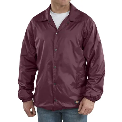 Dickies Snap Front Lined Windbreaker Men's Nylon Jacket Burgundy Style #76242 • $42.99