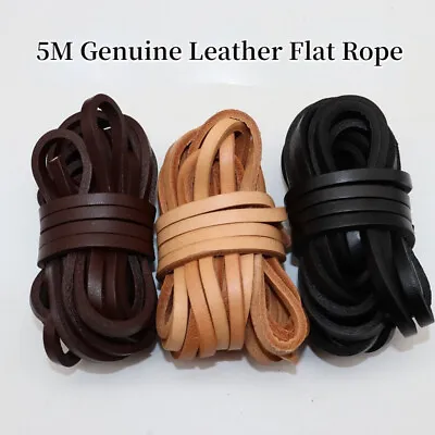 Cowhide Rope Flat Genuine Leather Jewelry Cord Strand DIY 4/5/6/8mm Accessory • $13.42
