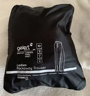 £12.99 • Buy Gelert Ladies Packaway Trouser Waterproof Black Size UK 10 Stormlite 5000