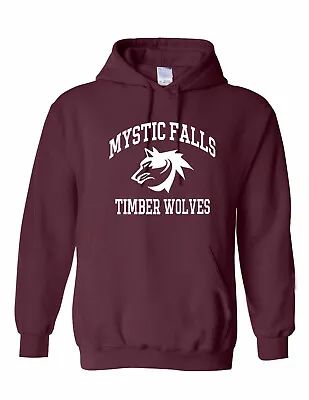 The Vampire Diaries Inspired Burgundy Hoodies - Mystic Falls Salvatore 17 • £19.98