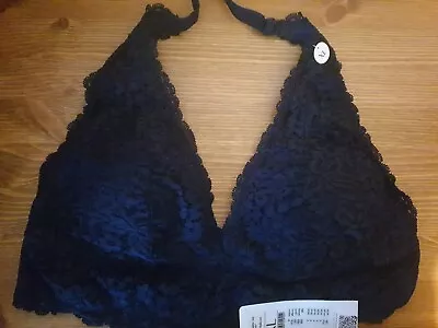 Hunkemoller Halter Bralette Size XL Blue New With Tags. • £11.50