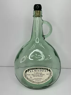 Almaden Vineyards California Mountain Rhine 3 Litre Green Glass Wine Bottle Jug • $21.93