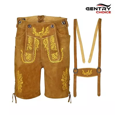 Mens Suede Leather Lederhosen Nowitzki Oktoberfest Bavarian Men German Outfits • $83.21