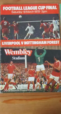 League Cup Final 1978 Liverpool V  Nottingham Forest Official Programme • £1