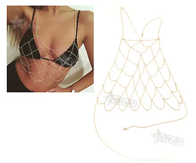 £3.96 • Buy HOT Women Bra Bikini Beach Harness Necklace Waist Belly Body Chain Jewelry Gold