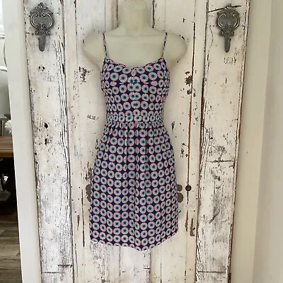 J. Crew Size 0 Woman's Teal Blue Pink White Beige Floral Casual Pocketed Dress • $20.99