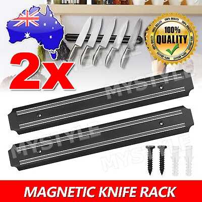 2X Magnetic Knife Rack Magnet Wall Mount Holder Strip Utensil Shelf Kitchen Tool • $10.85