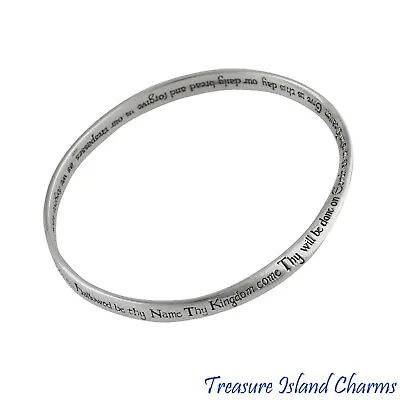 The Lord's Prayer Mobius 925 Solid Sterling Silver Bangle Bracelet Bible Verse • £106.09