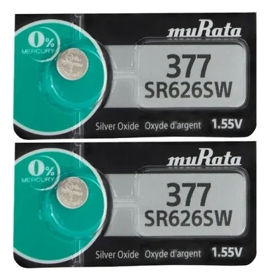 MURATA / SONY 377 SR626SW (2 Piece) SR626 V377 Watch Battery US Seller  • $2.14
