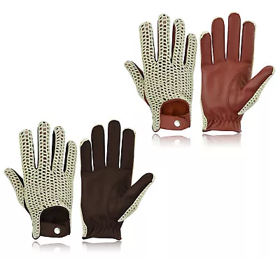 Classic Vintage Mens Driving Gloves Cycling Bike Quality Soft Genuine Leather • $12.43