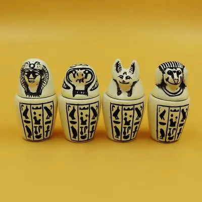 Antique Collection Set Of 4 Egyptian Ancient Canopic Jars Organs Storage Statues • £22.19