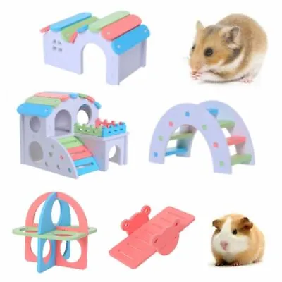 Guinea Pig Hamster-Nest Villa House Small Pet Cage Toy Rainbow Bridge Swing Toys • £4.68