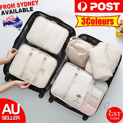 $5.99 • Buy 6PCS Packing Cubes Travel Pouches Luggage Organiser Suitcase Clothes Storage Bag