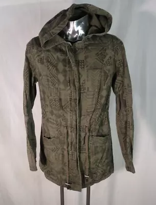 Mossimo Supply Co Jacket Women Large Aztec Zip Hooded Waist Adjustable Green • $25