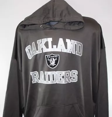 NEW Mens NFL Majestic Oakland Raiders Granite Heart & Soul Poly Pullover Hoodie • $39.99