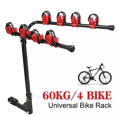 4 Bicycle Carrier Foldable Car Bike Rack Rear Universal Towbar Hitch Mount Rear • $75.90