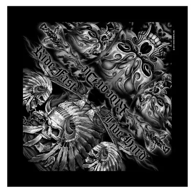 Indian Skulls Ride Fast Live Hard Design 21  X 21  Bandana • $9.99