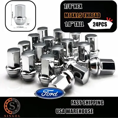 24 Fit Ford F-150 2015-2020 Oem Replacemnt Solid Lug Nuts M14x1.5 Chrome • $35.99