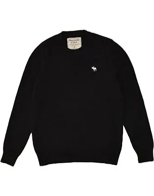 ABERCROMBIE & FITCH Mens Crew Neck Jumper Sweater Medium Black Cotton AM10 • £18.85