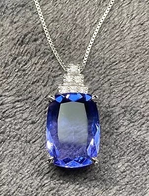 Tanzanite Pendant Necklace 18  With Extension Rhodium Over Sterling Silver • £30.85