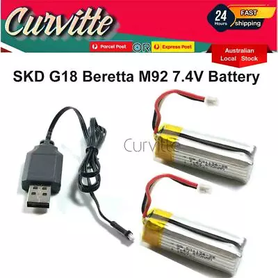 Lipo Battery SKD Beretta M-92 G18 7.4V Rechargeable USB Recharger Gel Blaster OZ • $14.95