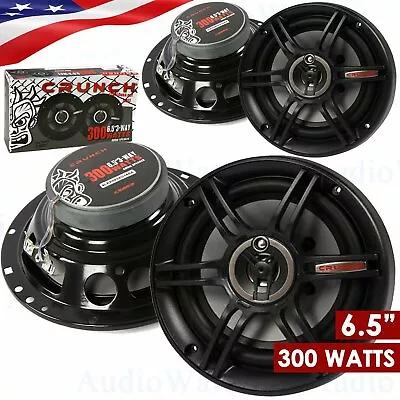 2 Pairs - Crunch Cs653 6.5  3-way 300 Watts Full Range Speakers 6-1/2  Car Audio • $49.99