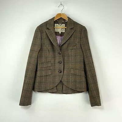 Jack Wills Tweed Jacket Womens 8 10 Green Check Wool Fox Country Hacking Blazer • £55