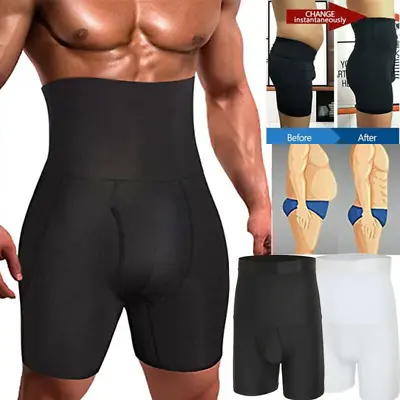 Men's High Waist Compression Boxer Shorts Tummy Slim Girdle Pants Body Shaper US • $9.49