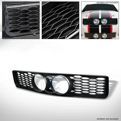 For 05-09 Ford Mustang GT Blk Honeycomb Mesh Front Bumper Grille+Fog Lights Hole • $68.95