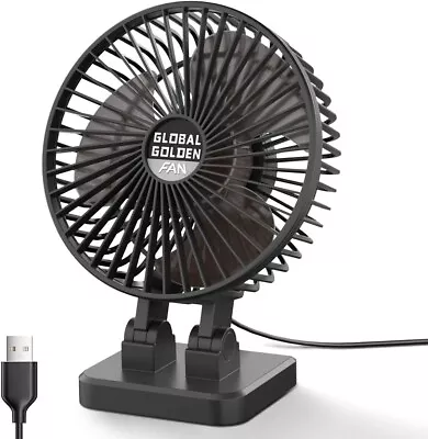 GLOBAL GOLDEN USB Desk Fan Portable Table Fan 3 Speeds Adjustable Powerful Cool • £11.50