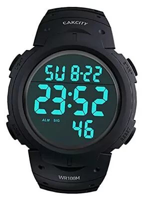  Mens Digital Sport Military Watches For Men Waterproof 100M With Alarm Black • $31.97