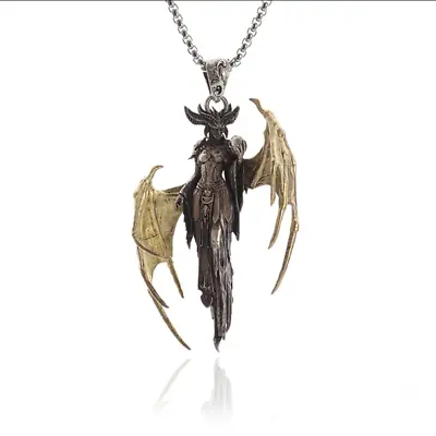 Hell Demon Jewelry Vintage Silver Sexy Goddess Standing Pendant Necklace • $15.78
