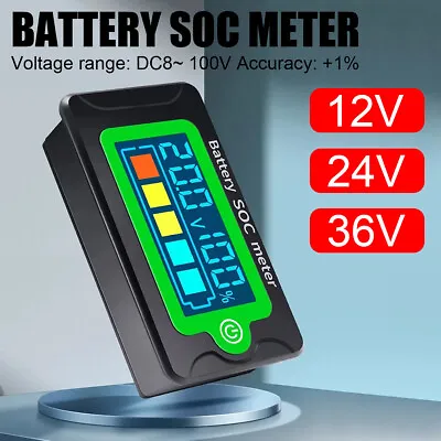 12V 24V 36V LCD Digital Battery Capacity Status Display Indicator Monitor Meter • £6.99
