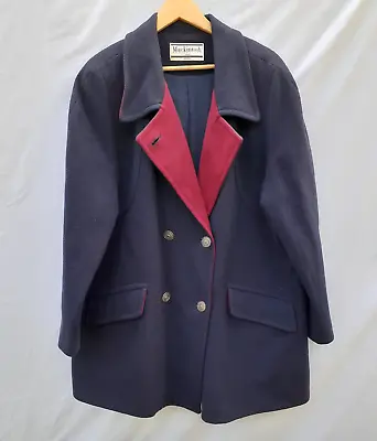 Vintage Mackintosh New England USA Blue Red  Wool Coat Peacoat Women's Size 18 • $32.95