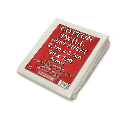 Cotton Twill Dust Sheets Various Sizes DIY Builder Decorating Cover 9ft X 12ft • £3.29