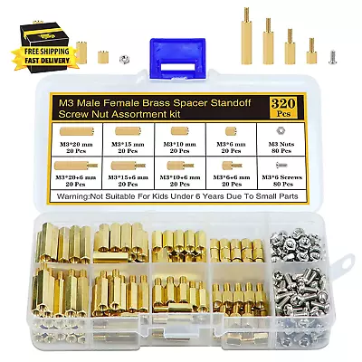 320Pcs M3 Motherboard Standoffs&Screws&Nuts Kit Hex Male-Female Brass Spacer St • $22.55