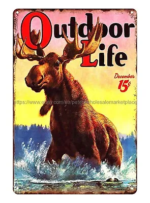 Home Decor Office Big Moose Outdoor Life Magazine Cover Metal Tin Sign • $15.88