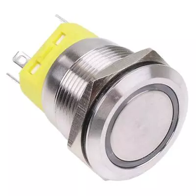 Green LED On-On Latching 22mm Vandal Resistant Push Switch SPST • £10.99