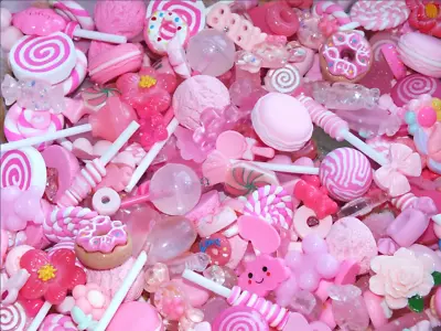 PINK Candy Resin/Clay Lollipop Sweets Fake Flatback Food Charms Cabochon DIY • £3.99