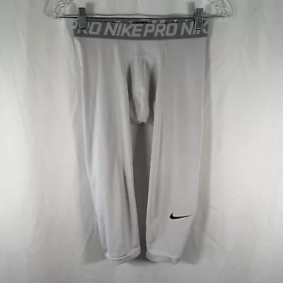 Nike Pro Compression Pants Men's Small White 3/4 Length Pull On Elastic Waist • $16.99