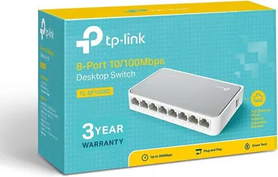 NEW Ethernet Network Port 8 Desktop Switch TP Link Lan Office Home Box Internet • £11.99